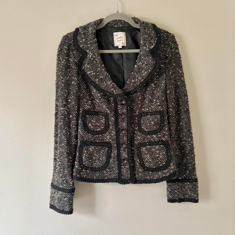 Nanette Lepore Tweed Fitted Blazer Jacket Y2K Medium